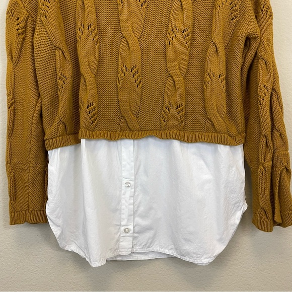 Anthropologie Pilcro Cable Twofer Crewneck Layered Sweater in Copper Size Medium - Picture 9 of 13